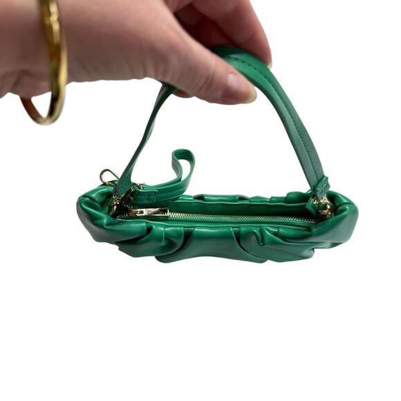 The Drop Ulla Ruched Convertible Bag Clutch Ultramarine Green NWT - Picture 5 of 16
